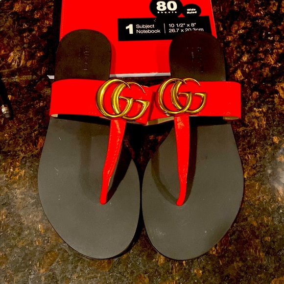 Shoes - Red inspired logo sandals